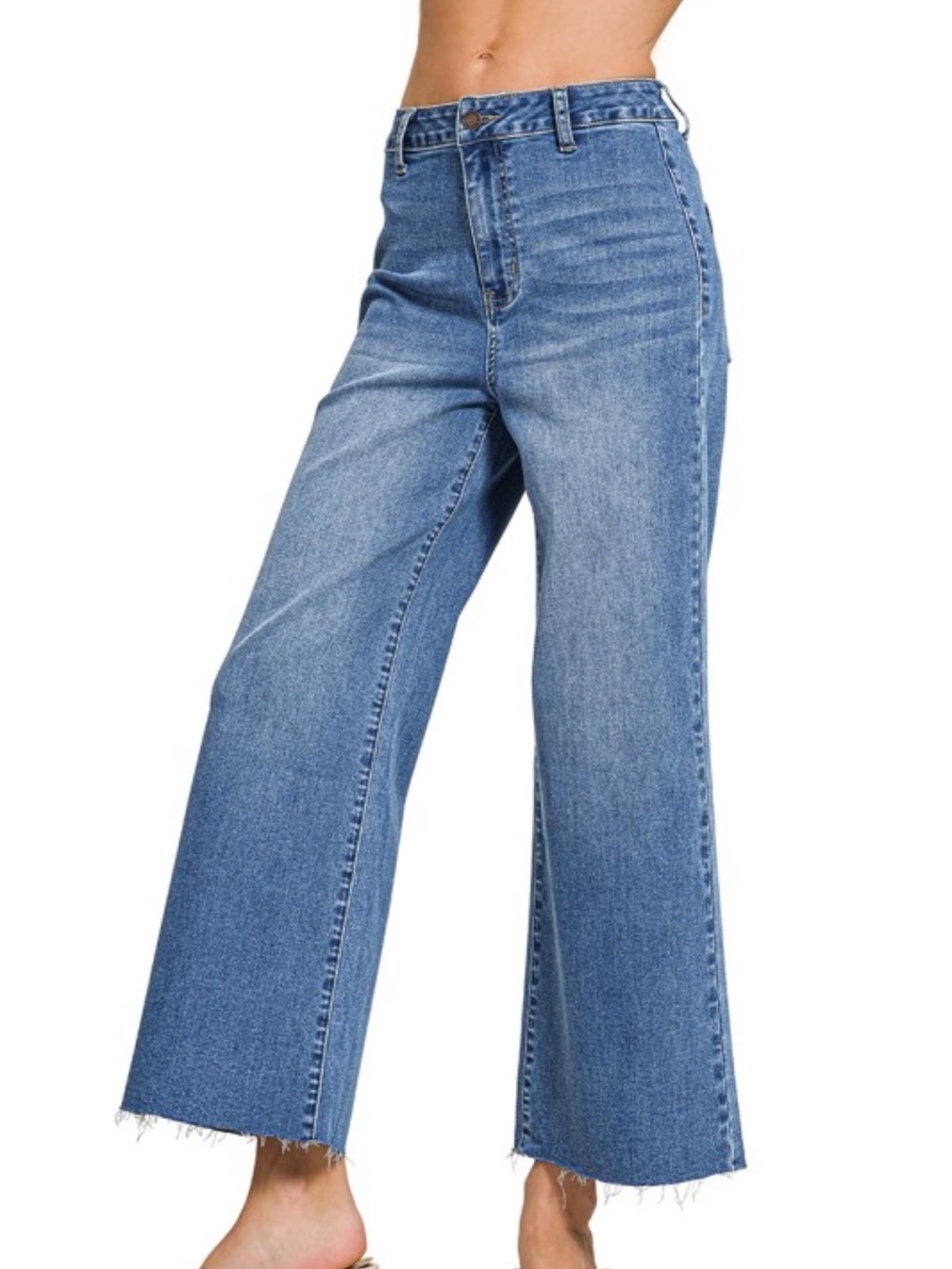 NWT Zenana High Waist Wide Leg Straight Denim Pants size medium stretch - Picture 2 of 13